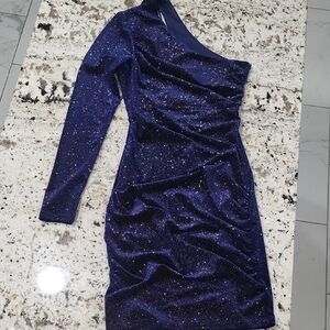 Elegant Blue One-Shoulder Dress